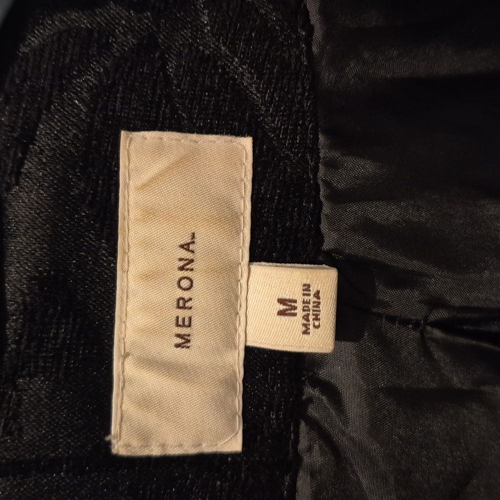 Merona | Black Textured Pea Coat With Belt Medium - Picture 6 of 8